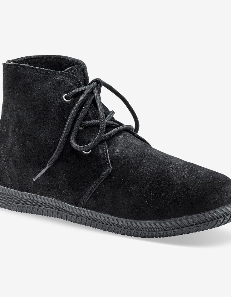 Bottines à lacet en croûte de cuir (noir) Bottines à lacet en croûte de cuir (noir)