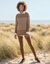 Pull tunique ray&eacute;, manches longues, toucher doux (caramel / rose)