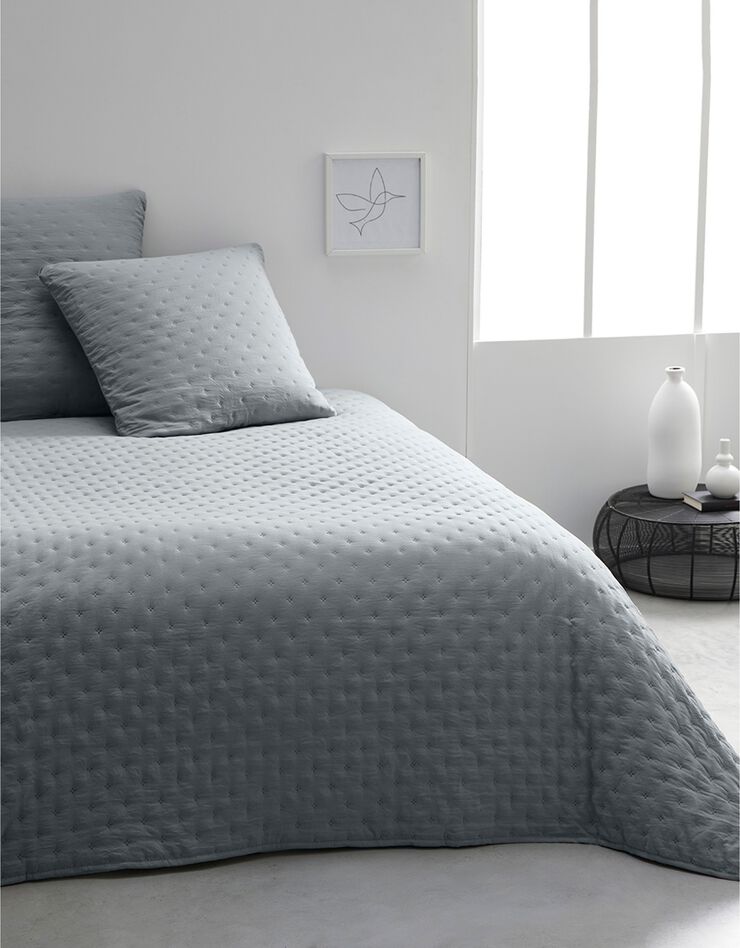 Ensemble couvre-lit uni matelassé reliefé (gris clair)