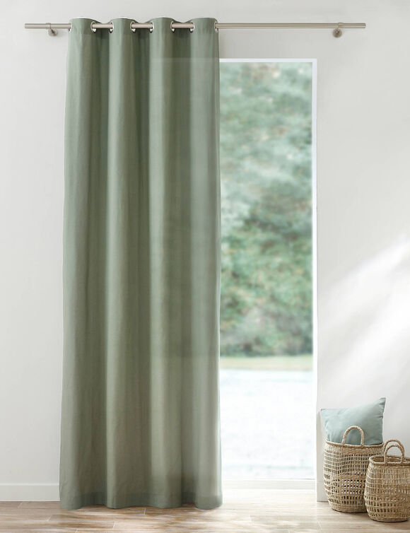 Rideau bachette uni tamisant oeillets (eucalyptus)