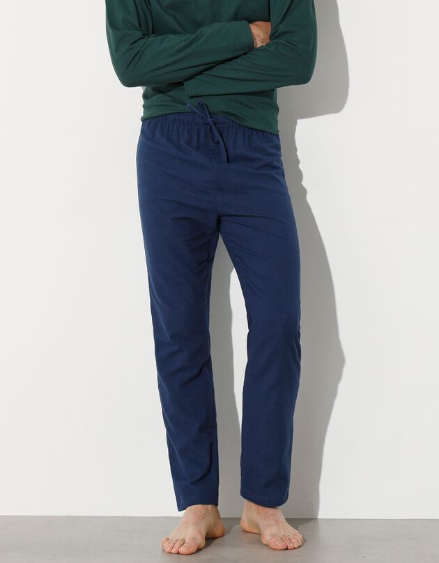 Pantalon pyjama flanelle unie (marine)