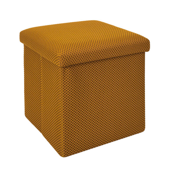 Coffre-pouf pliable, revêtement texturé (moutarde)