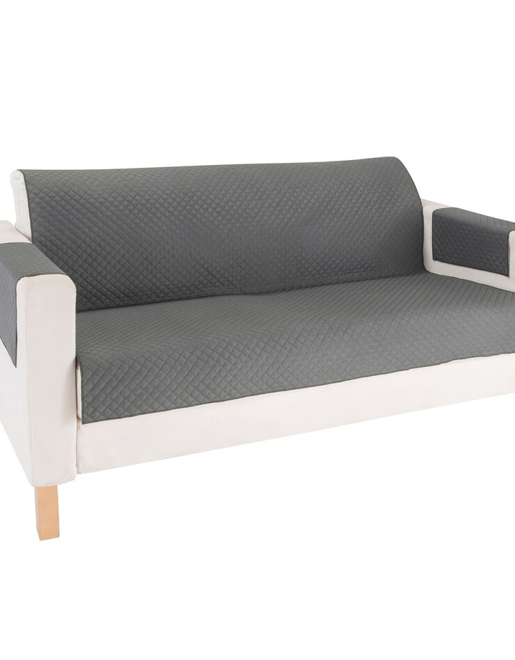Protège-salon imperméable microfibre matelassé (gris) Protège-salon imperméable microfibre matelassé (gris)