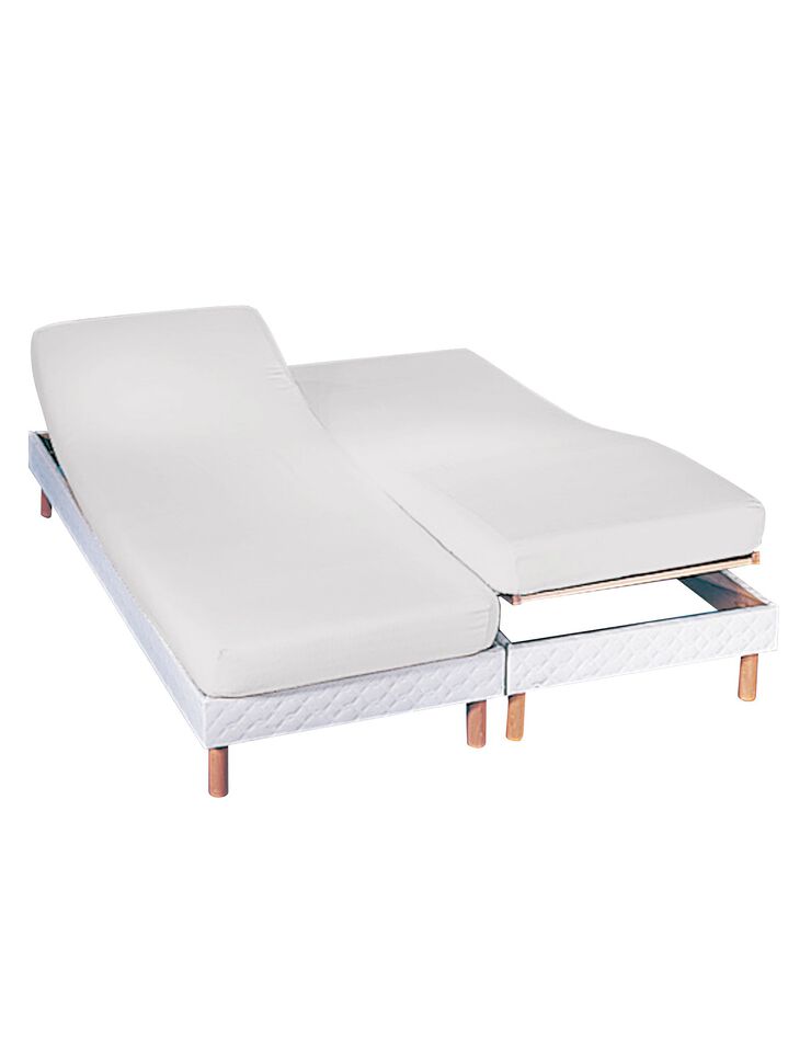 Drap-housse uni sommier articulé jersey bonnets 27 cm (blanc)
