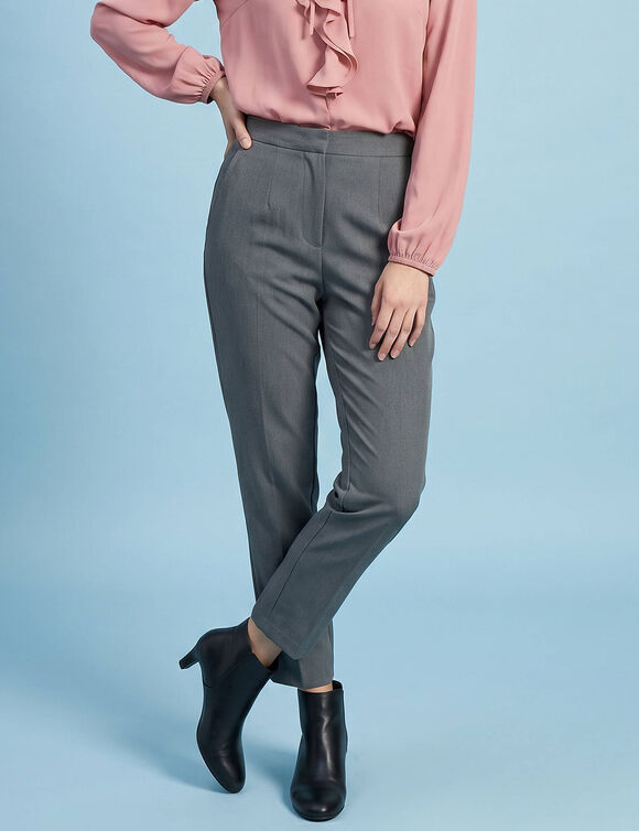 Pantalon cigarette uni, Sp&eacute;cial Petites (gris)