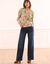 Pull col rond imprimé (vert / rose)