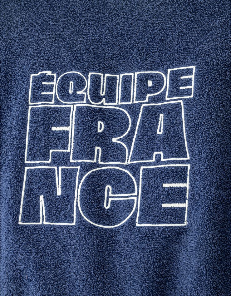 Peignoir de bain adulte JO Paris 2024® col kimono, éponge bouclette (bleu)