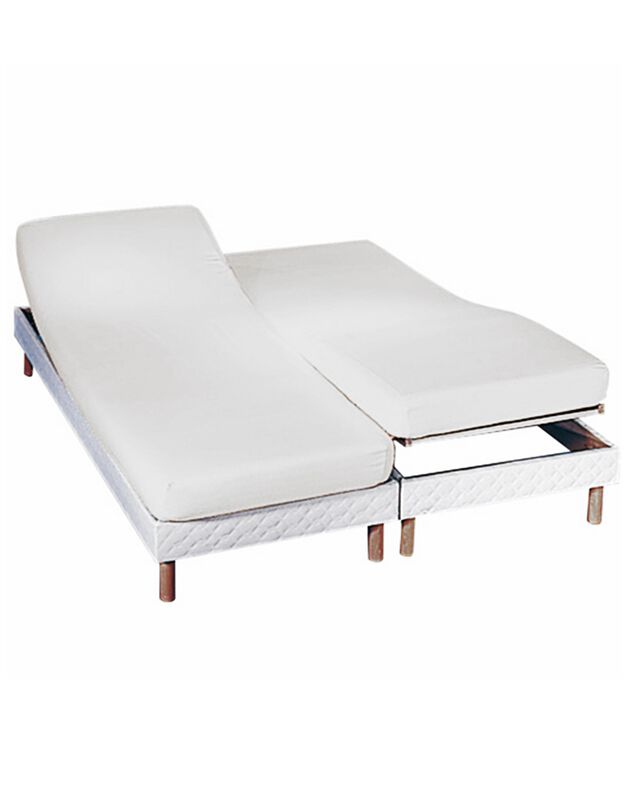 Drap-housse uni sommier articulé flanelle bonnets 26 cm (blanc)