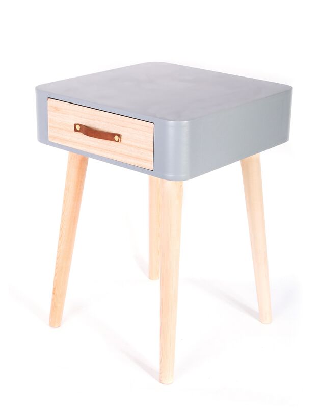 Table de chevet bicolore 1 tiroir (gris)
