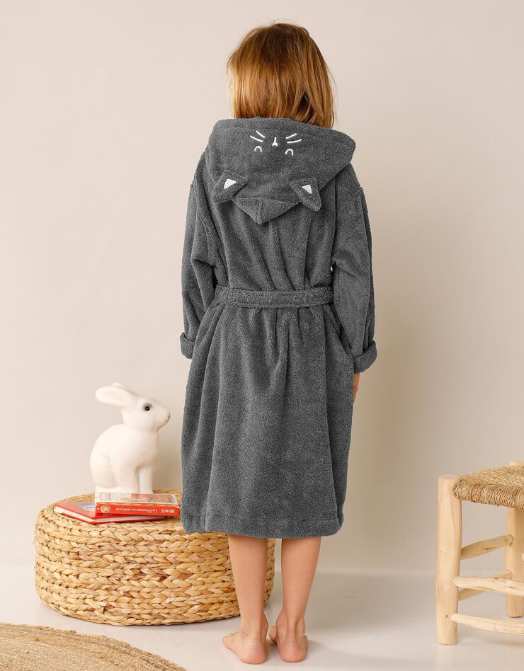 Peignoir de bain enfant chat à capuche (anthracite)