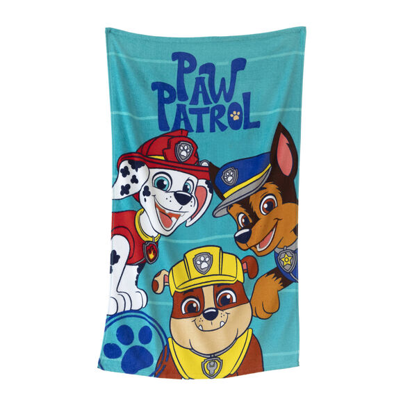Drap de bain enfant Pat'Patrouille éponge et velours coton - 320g/m2 (bleu)