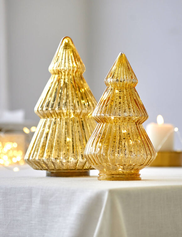 Sapin lumineux &agrave; LED, verre teint&eacute; dor&eacute; (dor&eacute;)