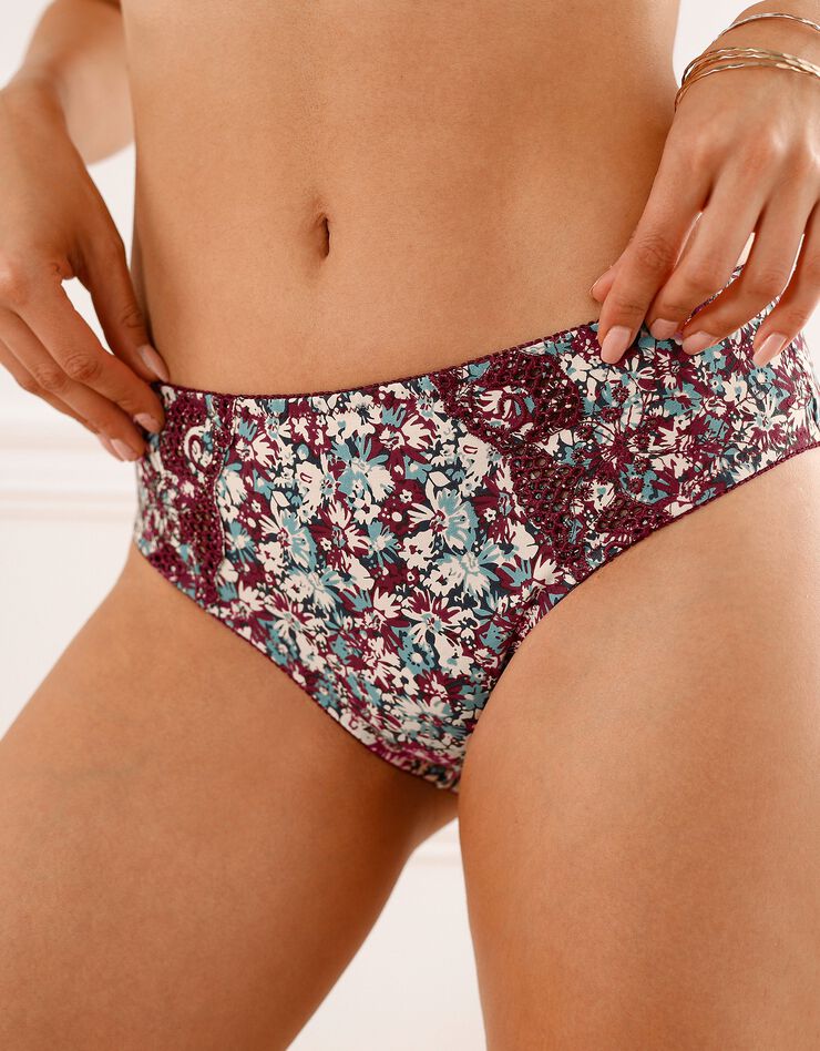 Culotte coton imprimé floral Olbia - lot de 2 (bordeaux)