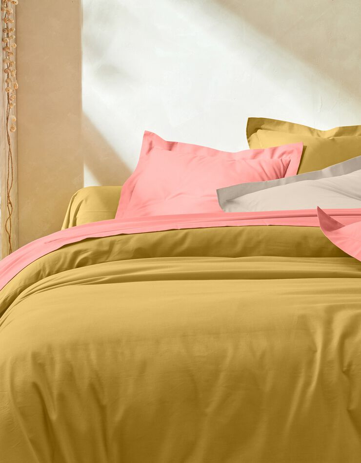 Linge de lit uni coton (corail)