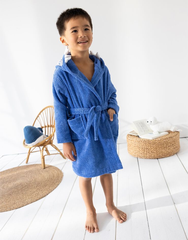 Peignoir de bain enfant requin éponge coton - 340g/m² (bleu dur) Peignoir de bain enfant requin éponge coton - 340g/m² (bleu dur)