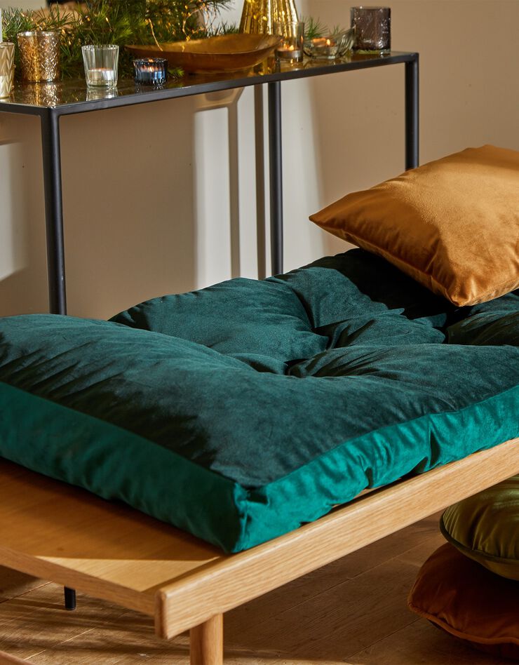 Long coussin de sol velours (vert)
