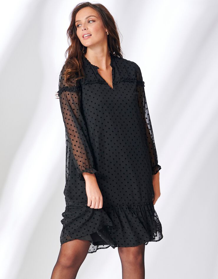 Robe en velours à pois (noir) Robe en velours à pois (noir)