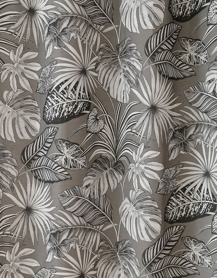 Rideau oeillets tamisant imprimé tropical (gris) Rideau oeillets tamisant imprimé tropical (gris)