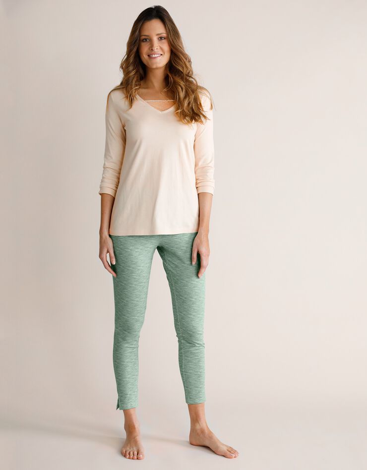 Pantalon fuselé imprimé taille élastiquée (kaki) Pantalon fuselé imprimé taille élastiquée (kaki)