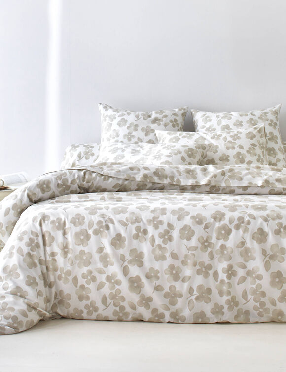 Linge de lit Petunia en coton imprim&eacute; (sable)