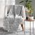 Plaid à franges imprimé fleuri (gris)