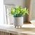 Plante artificielle en pot blanc strié (naturel)