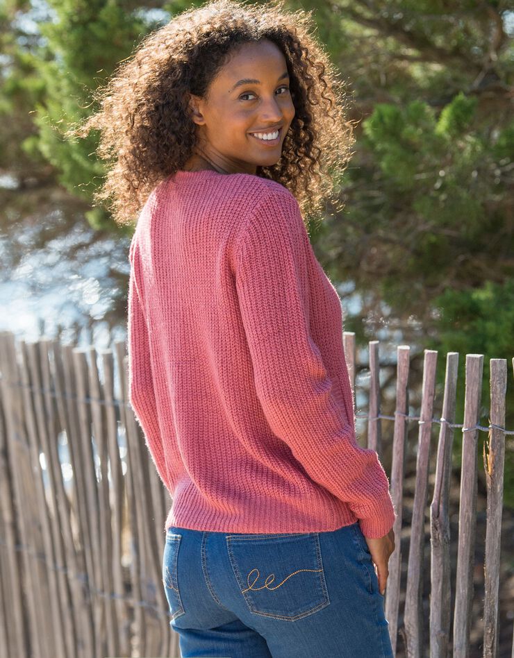 Gilet zippé maille anglaise toucher mohair (terracotta) Gilet zippé maille anglaise toucher mohair (terracotta)