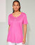 T-shirt macramé manches courtes (rose indien)