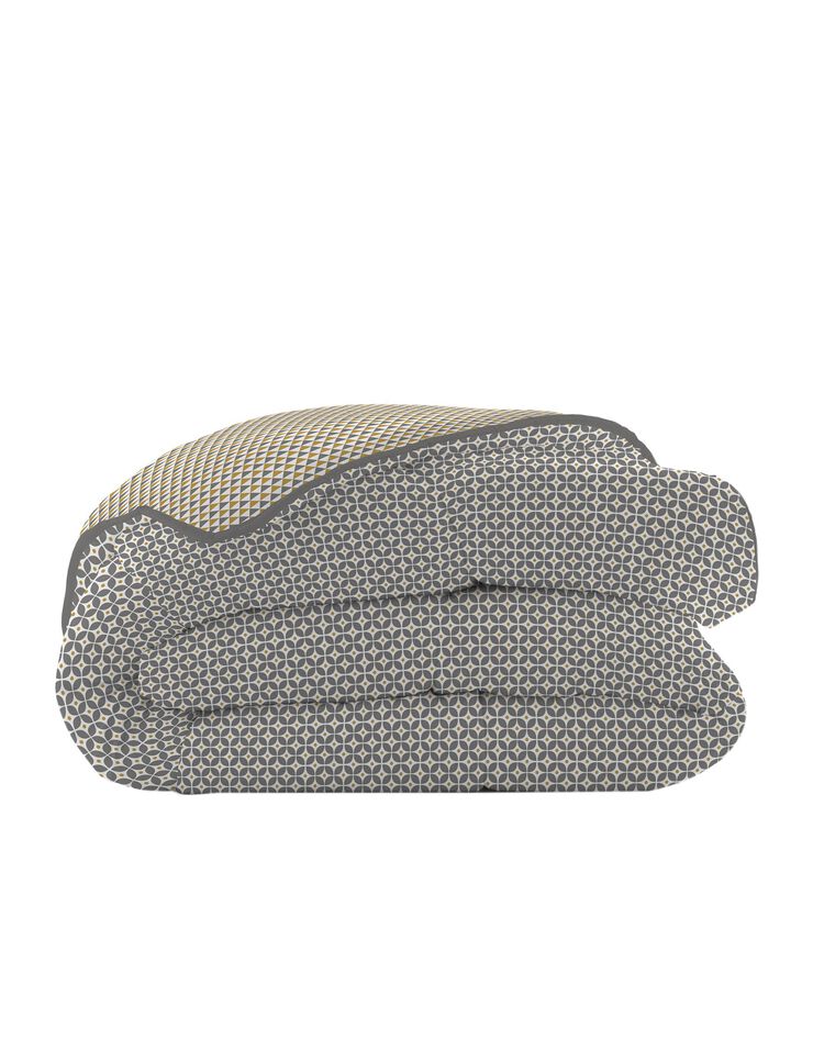 Couette microfibre micro imprimé graphique 200 g/m² (gris / jaune)