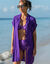 Robe de plage unie, crépon (violet)