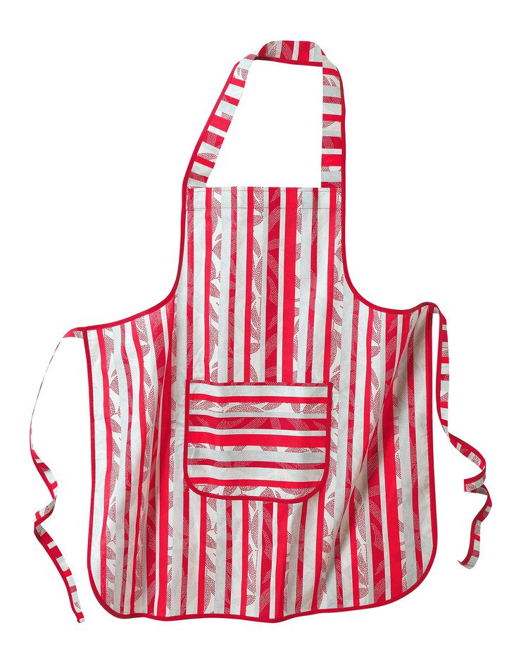Tablier cuisine rayé forme bavette (rouge)