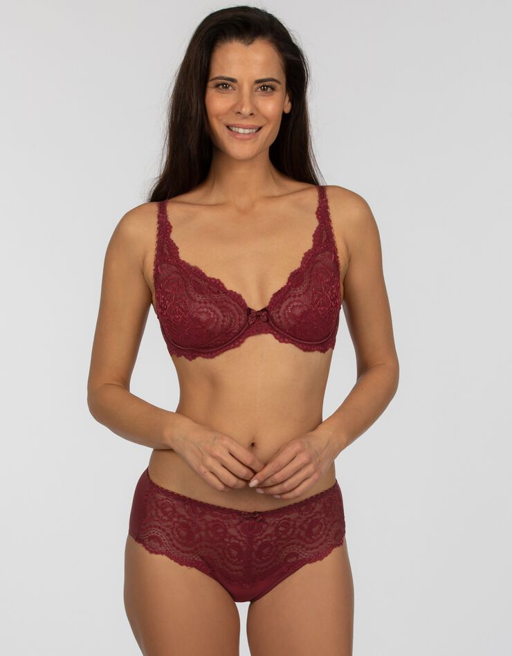 Soutien-gorge emboîtant dentelle "Flower élégance" - avec armatures (bordeaux) Soutien-gorge emboîtant dentelle "Flower élégance" - avec armatures (bordeaux)