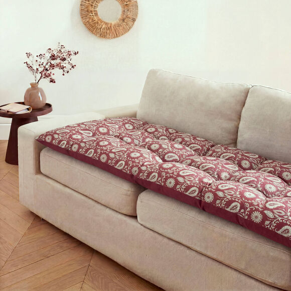 Long coussin de sol imprim&eacute; indien (bordeaux)