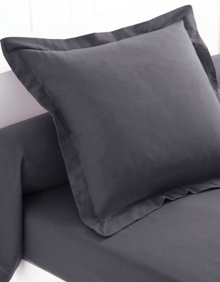 Linge de lit uni flanelle  (anthracite)