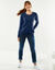 Pull col rond uni, manches longues, toucher doux (marine)