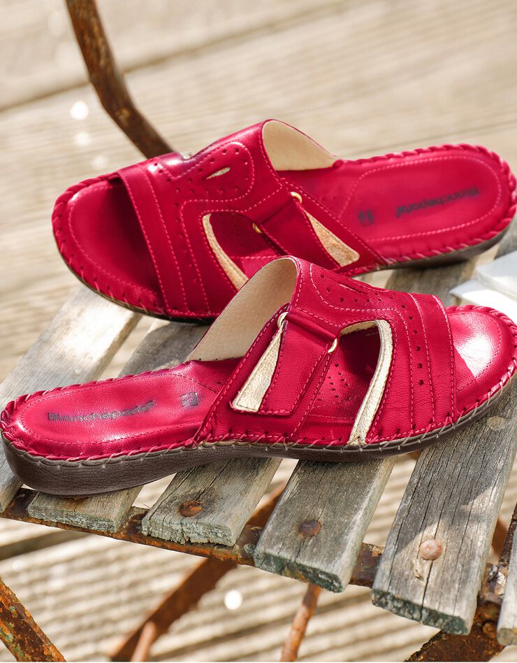 Mules confort en cuir ultra-souple - rouge (rouge)