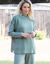 Pull col montant sans manches, maille perlée (kaki clair)