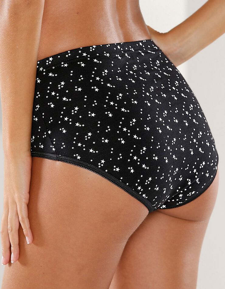 Culotte coton maxi imprimé étoiles - lot de 6 (noir / blanc)
