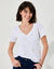 T-shirt col V imprimé cœurs dorés (blanc)
