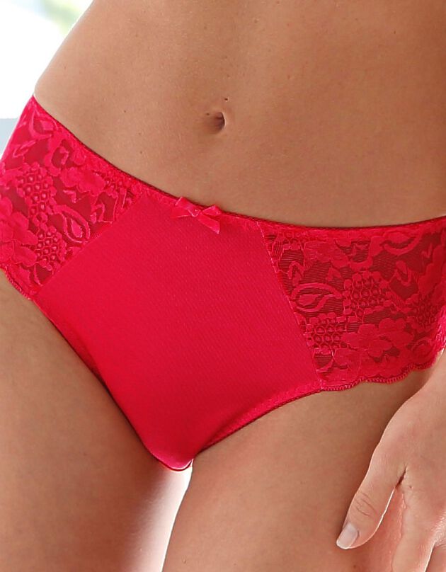 Culotte maille satinée et dentelle Avila - lot de 2 (rouge + gris)