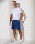 Bermuda coton - lin, 3/4 élastiqué (bleu denim)