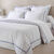 Linge de lit uni double bourdon - percale de coton 80 fils/cm&sup2; (blanc / bleu)