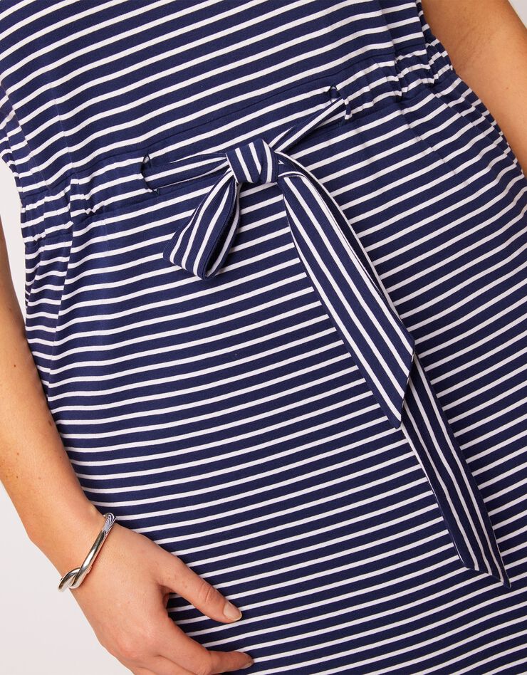 Robe longue marinière manches courtes (marine / blanc) Robe longue marinière manches courtes (marine / blanc)