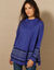 Gilet cape base jacquard, col montant (bleuet)