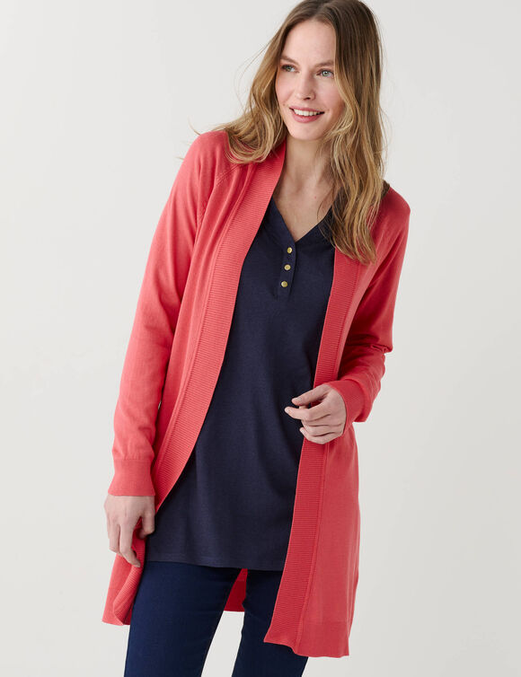 Gilet porter ouvert, manches longues (corail)