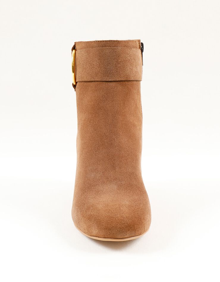 Boots croûte de cuir boucle côté (caramel)