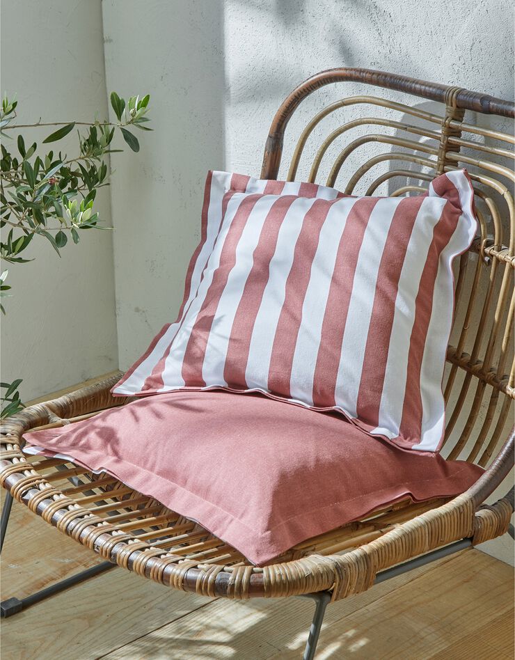 Housse de coussin rayée, collection Ninole - lot de 2 (terracotta / blanc)