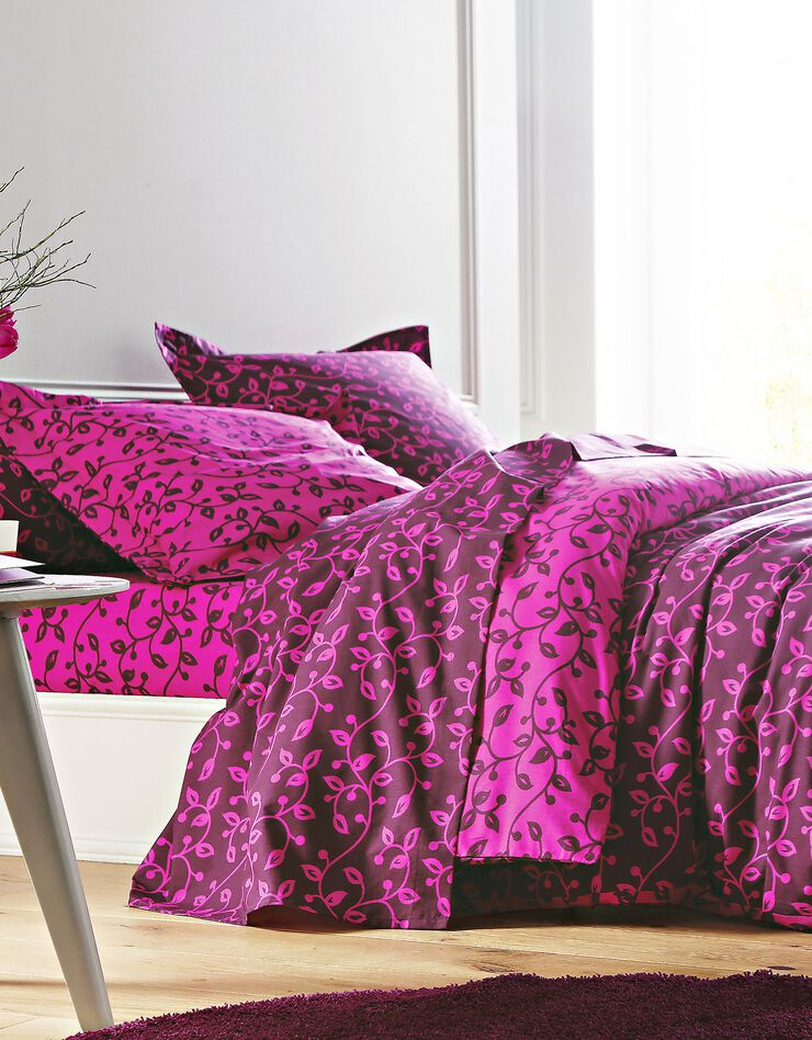 Linge de lit Héritage flanelle à motifs volutes (fuchsia / prune)