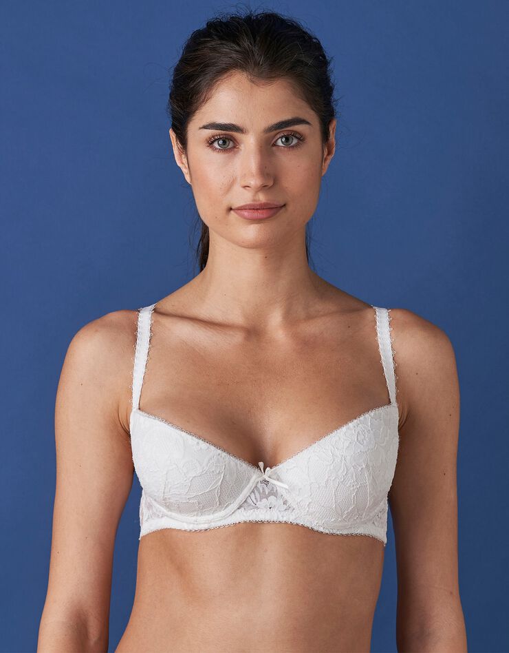 Soutien-gorge dentelle forme corbeille effet push-up - avec armatures (ivoire)