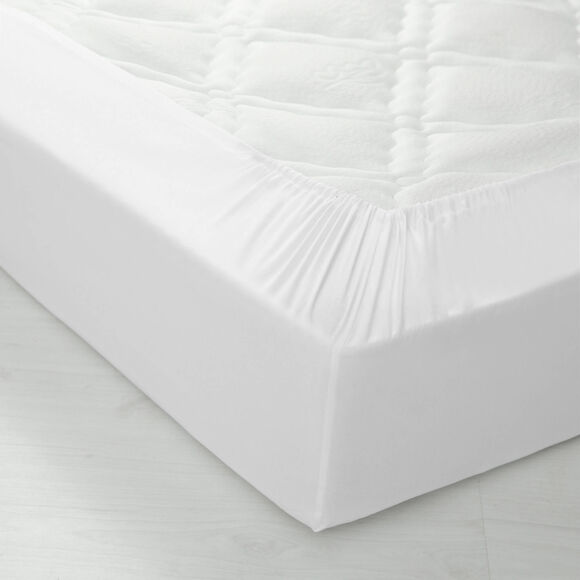 Drap-housse uni coton bonnet 32 cm (blanc)
